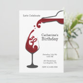 Vin rouge adulte moderne Invitation fête d'anniver (Debout devant)