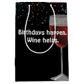Vin rouge Anniversaire moyen Sac cadeau (Devant)