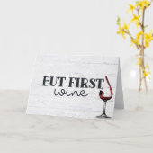 Vin Rouge Anniversaire Sur Carte Bois (Fleur jaune)