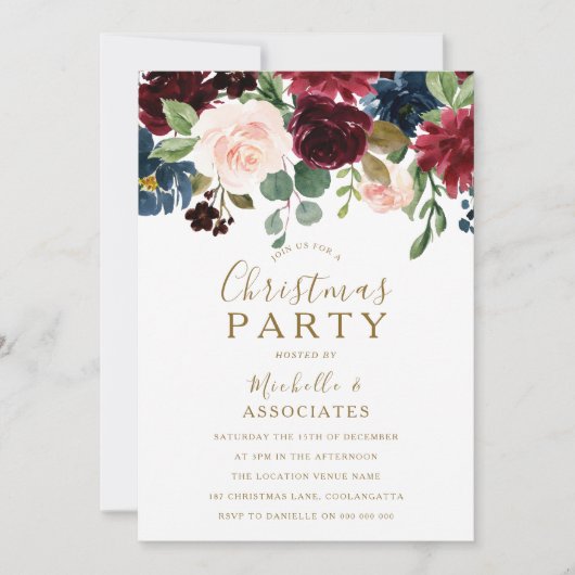 Vin rouge Bourgogne Gold Noël Invitation (Devant)