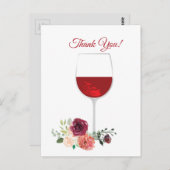 vin rouge, carte de remerciement (Devant / Derrière)