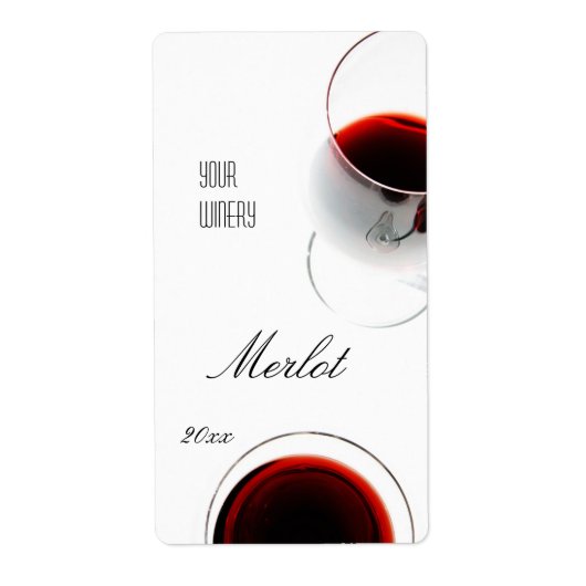 Vin rouge dans un étiquette de verre (Devant)