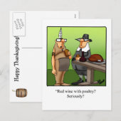 Vin Rouge Drôle Avec Carte Postale Poultry Thanksg (Devant / Derrière)