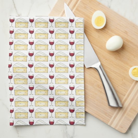 Vin rouge et fromage brie Imprimer Serviette alime (Quart Plié)