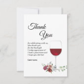 vin rouge, fleurs brunes carte de remerciements (Devant)
