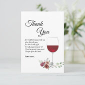 vin rouge, fleurs brunes carte de remerciements (Debout devant)