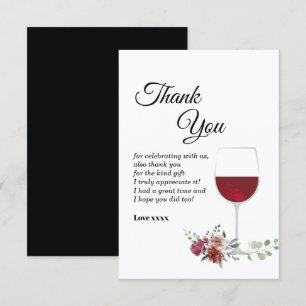 vin rouge, fleurs brunes carte de remerciements