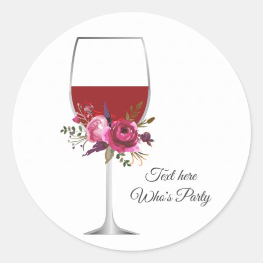 vin rouge, floral, autocollant de remerciement (Devant)