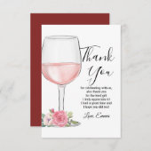 vin rouge, floral, carte de remerciements (Devant / Derrière)