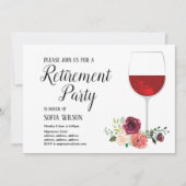 vin rouge, floral, invitation à la retraite (Devant)