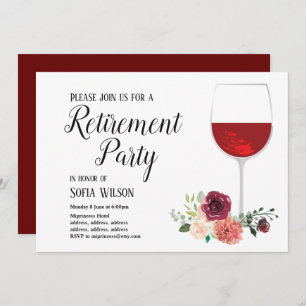 vin rouge, floral, invitation à la retraite