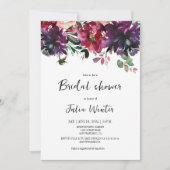 Vin Rouge Floral Invitation de douche nuptiale (Devant)