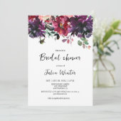 Vin Rouge Floral Invitation de douche nuptiale (Debout devant)