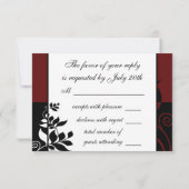 Vin rouge Noir Blanc Mariage RSVP (Dos)