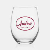Vin Rouge Stylisé Nom Mariage Groomsman Verre (Recto)