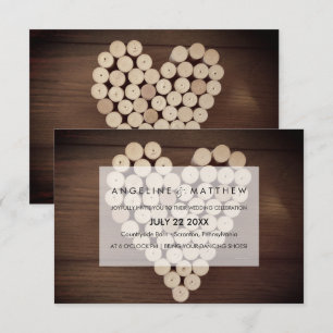 Vin rustique Cork Heart Vignoble Faire-part de mar