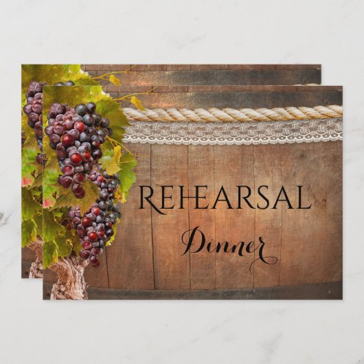Vin rustique Thème Répétition Dîner Invitation (Devant / Derrière)