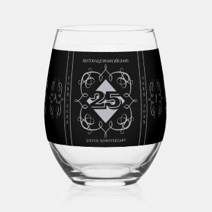 Vin Sans Pied Ensemble de verre à boire victorien pour le 25e an