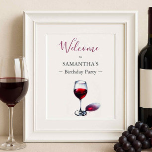 Vin Thème Anniversaire Affiche de bienvenue de fêt