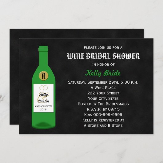 Vin Thème Douche nuptiale Invitation (Devant / Derrière)