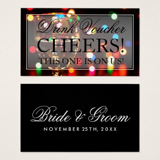 Vin Verre Bokeh Lights Bon de boisson (Devant & derrière)