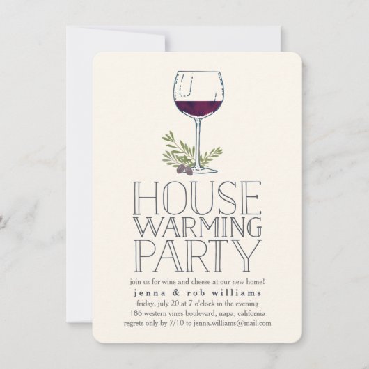 Vin Verre Maison Fête Invitation (Devant)