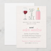 Vin Verre Sip & Voir Baby shower Invitation (Devant / Derrière)