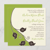 Vin vert printemps et ivoire Faire-part de mariage (Devant / Derrière)