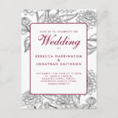 Vin vintage Rouge Floral Mariage RSVP Invitation (Devant)