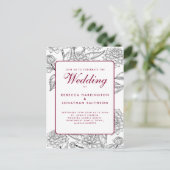 Vin vintage Rouge Floral Mariage RSVP Invitation (Debout devant)
