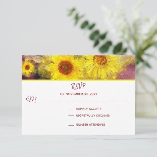 *~* Vin Violet Rustique Tournesol Mariage RSVP (Debout devant)