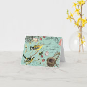 Vinage Franse Vogels Notecard Kaart (Gele Bloem)