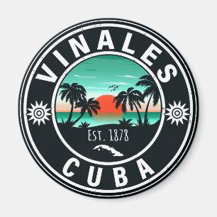 Vinales Cuba Island Retro Sunset Souvenirs 60s Magneet