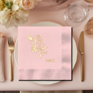 Vinateg Bloem - volks kunst roze goud Folie Servetten