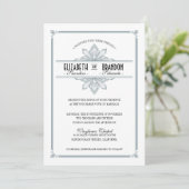 Vinatge Deco Silver & Black Wedding Invitation Kaart (Staand voorkant)