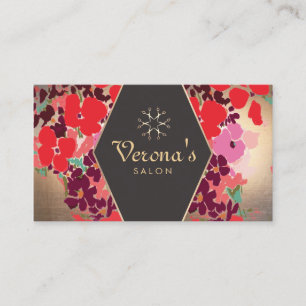 Vinatge Gold Floral Hair Salon Scissors Visitekaartje