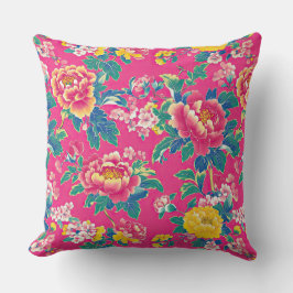 Vinbrant Pink Chinoiserie Floral Kussen