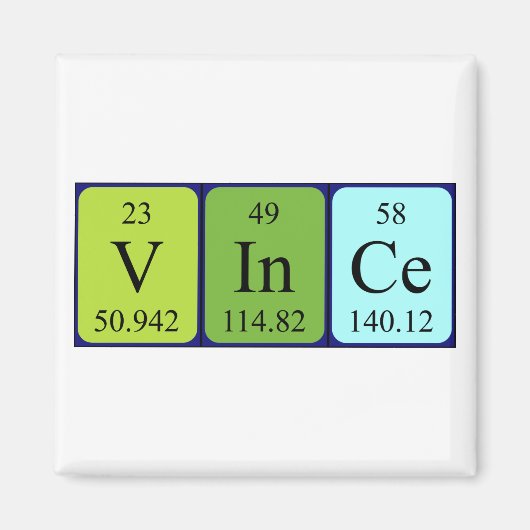 Vince nom de table périodique aimant (Devant)