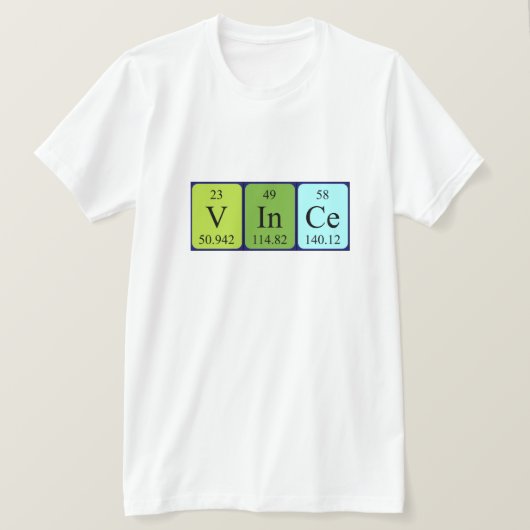Vince periodiek lijstnaam shirt (Design voorkant)