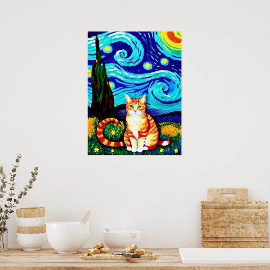 Vincent Cat Gogh Poster (Keuken)