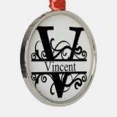 Vincent V Monogram Metalen Ornament (Rechts)