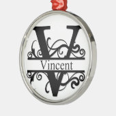 Vincent V Monogram Metalen Ornament (Links)