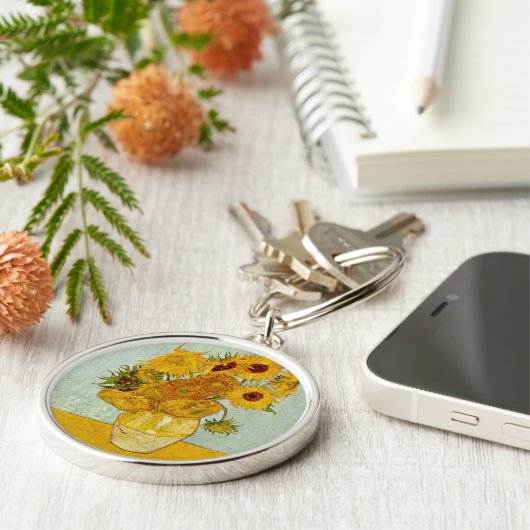 Vincent van Gogh 12 Zonnebloemen impressionist Sleutelhanger (Zijkant)