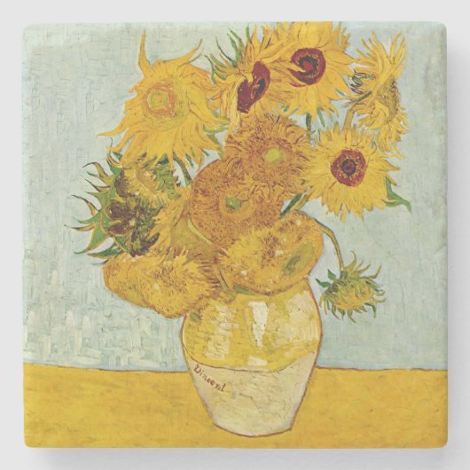 Vincent van Gogh 12 Zonnebloemen impressionist Stenen Onderzetter (Voorkant)
