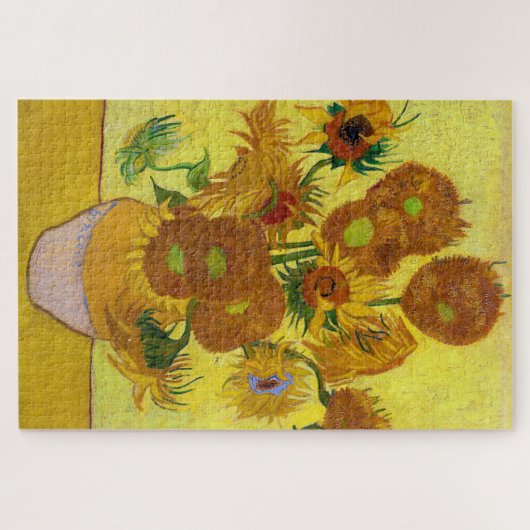 Vincent Van Gogh 15 zonnebloemen in een Vase Art Legpuzzel (Horizontaal)