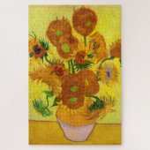 Vincent Van Gogh 15 zonnebloemen in een Vase Art Legpuzzel (Verticaal)