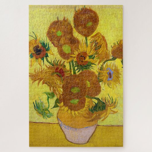 Vincent Van Gogh 15 zonnebloemen in een Vase Art Legpuzzel (Verticaal)