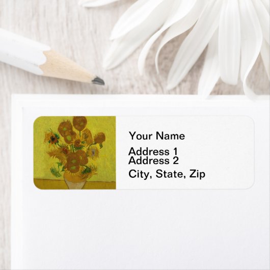 Vincent Van Gogh 15 zonnebloemen schilderen Etiket (Insitu)