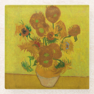 Vincent Van Gogh 15 zonnebloemen schilderen Glazen Onderzetter
