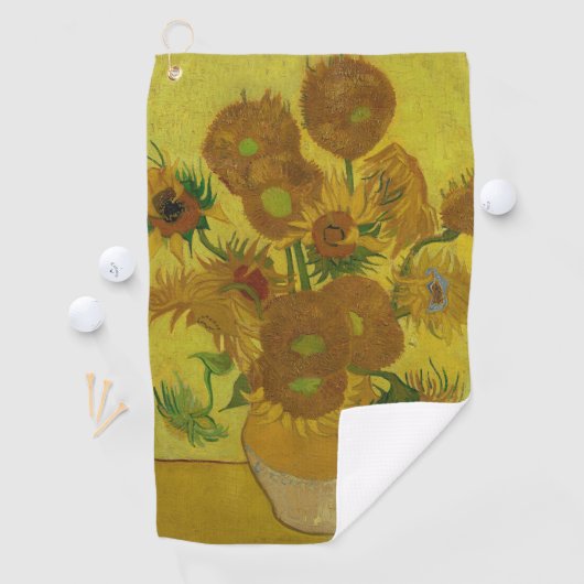 Vincent Van Gogh 15 zonnebloemen schilderen Golfhanddoek (Insitu)